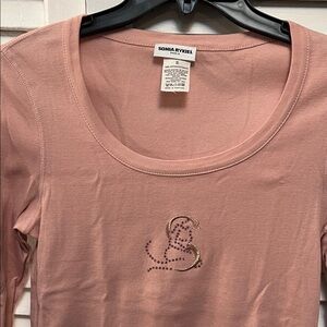 Sonia Rykiel Blush Pink Embellished Top size Small